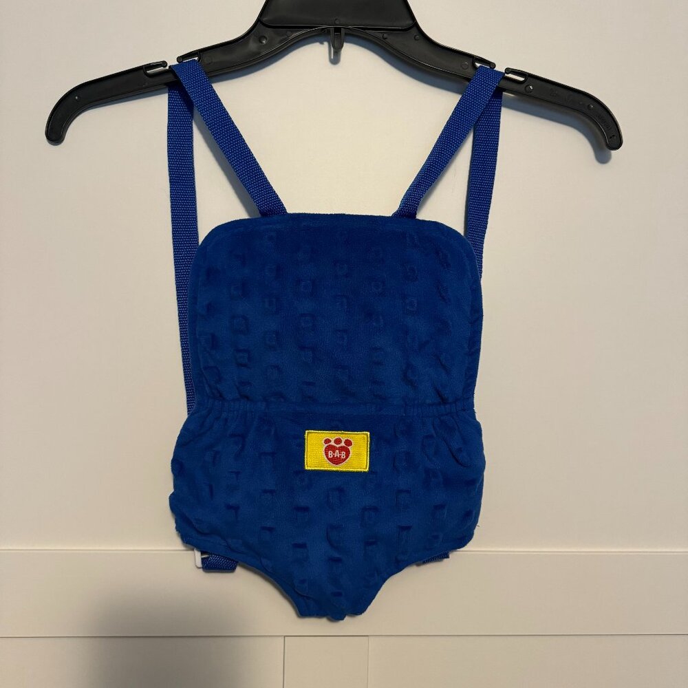 Build A Bear Backpack Carrier Blue Velour Soft Adjustable Baby Doll Animal